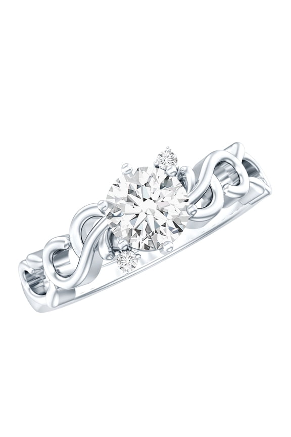 Certified Lab Created Diamond Engagement Ring for Women, 0.9 Ct, EF-VS Grade - Ideal For Gift, 925 Sterling Silver, US 7.00