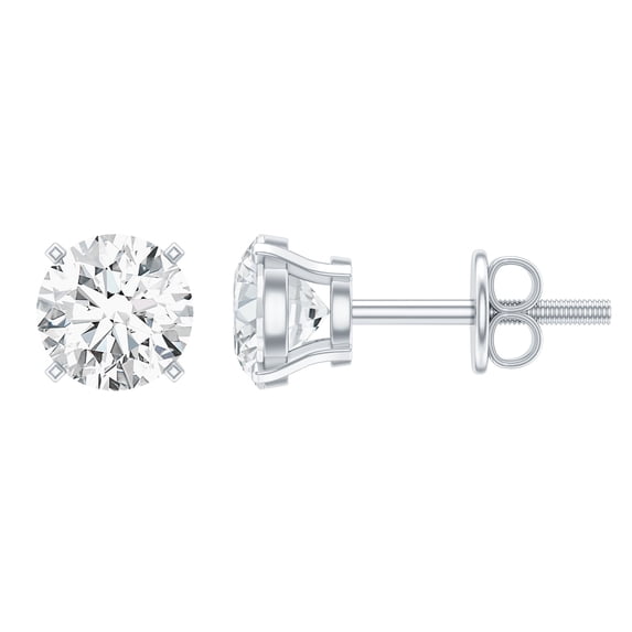 Rosec Jewels Certified 0.9 Carat Lab Grown Diamond Stud Earrings for Women - EF-VS Quality - Ready to Gift with Jewelry Box, 14K White Gold