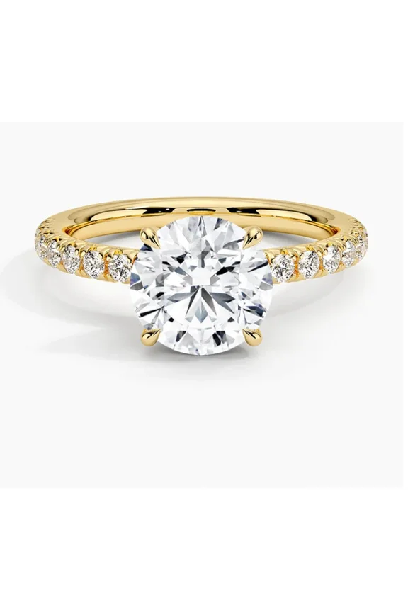 Certified 2.0 Carat Diamond Promise Ring Wedding Ring Lab Grown Yellow Gold Diamond Ring
