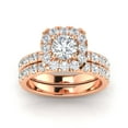 thumbnail image 1 of Certified 2.75 Carat TW Diamond Halo Engagement Ring Bridal Set in 14k Rose Gold (H-I, I2-I3), 1 of 5