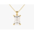 thumbnail image 1 of Certified 2 Carat Emerald Cut D/VVS1 Natural Moissanite Solitaire Pendant With 18" Chain 14K Yellow Gold Plated Silver, 1 of 3