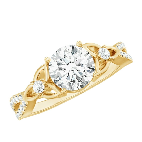 Certified 2 Carat Lab Diamond Designer Engagement Ring - EF-VS Quality - Ready To Gift, 10K Yellow Gold, US 9.50