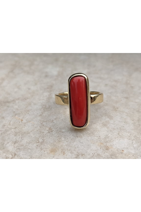 Certified 3-10ct Energized Red Coral Gemstone Mantra Panchdhatu ring Mangal Dosh Cylindrical Birthstone Jewelry Astrology Jewelry
