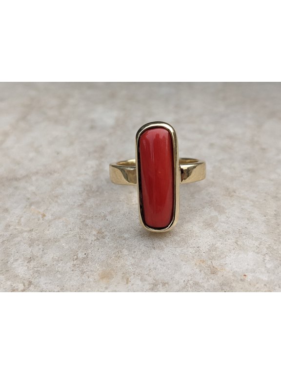 Certified 3-10ct Energized Red Coral Gemstone Mantra Panchdhatu ring Mangal Dosh Cylindrical Birthstone Jewelry Astrology Jewelry