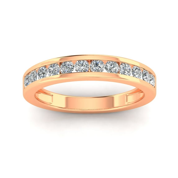 Certified 3/4 Carat TW Diamond Channel Set Wedding Band in 10k Rose Gold (F-G, I2-I3)