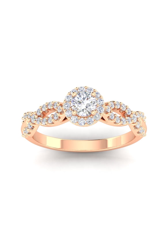 Certified 3/4 Carat TW Diamond Infinity Engagement Ring in 10k Rose Gold (G-H, I2-I3)