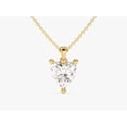thumbnail image 1 of Certified 4 Carat Heart Cut D/VVS1 Natural Moissanite Solitaire Pendant With 18" Chain 14K Yellow Gold Plated Silver, 1 of 4
