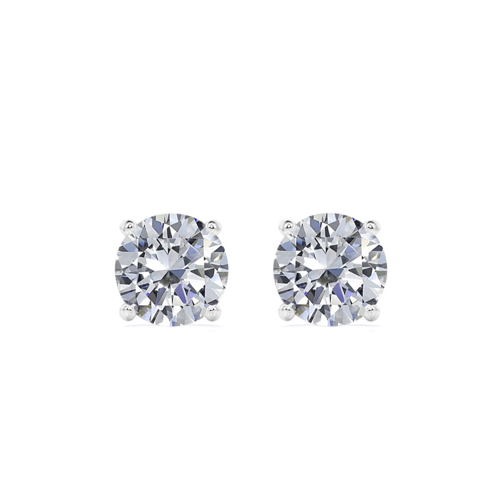 2.50 TCW Princess Moissanite Solitaire Push Back Earring 14k White Gold  Plated