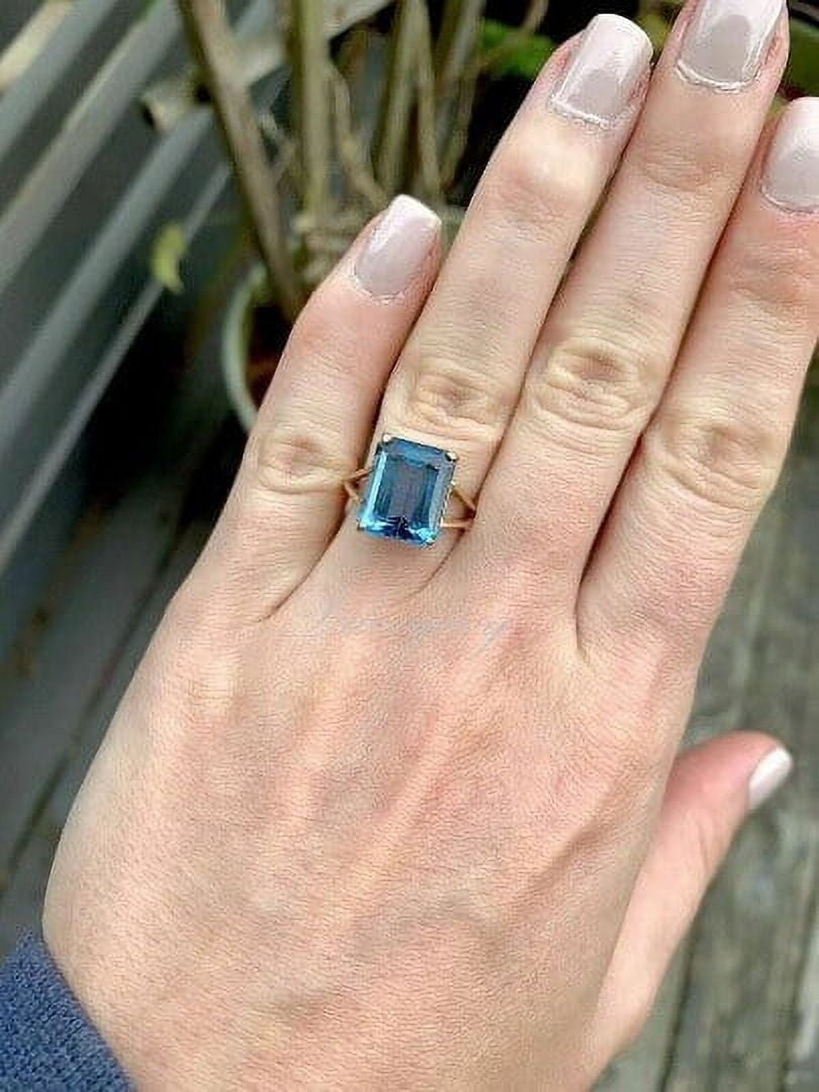 AKSA JEWELS Arenagemsjewellery Solitaire London Blue Topaz 5.25 ct 925 Sterling Silver Engagement Wedding Ring