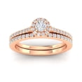 thumbnail image 1 of Certified 5/8ctw Diamond Halo Bridal Set Engagement Ring in 10k Rose Gold (G-H, I2-I3), 1 of 5