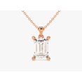 thumbnail image 1 of Certified 5 Carat Emerald Cut D/VVS1 Natural Moissanite Solitaire Pendant With 18" Chain 14K Rose Gold Plated Silver, 1 of 1