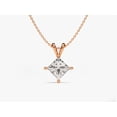 thumbnail image 1 of Certified 5 Carat Princess Cut D/VVS1 Natural Moissanite Solitaire Pendant With 18" Chain 14K Rose Gold Plated Silver, 1 of 1