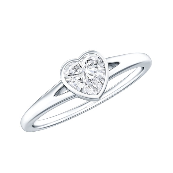 Certified Half Carat Heart Lab Grown Diamond Proposal Ring, EF-VS Grade - Ready to Gift, 925 Sterling Silver, US 4.00