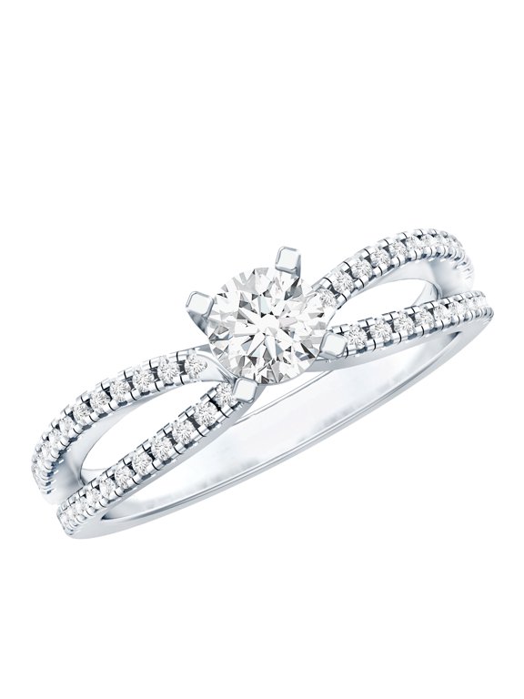 Certified Lab Grown Diamond Promise Engagement Ring - EF-VS Quality, 14K White Gold, US 7.00