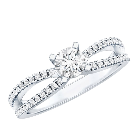 Rosec Jewels Certified 5mm Lab Grown Diamond Promise Engagement Ring - EF-VS Quality, 925 Sterling Silver, US 7.00