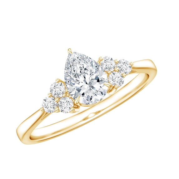 Rosec Jewels Certified 5x7 MM Lab Grown Diamond Pear Engagement Ring, EF-VS Quality, 10K Yellow Gold, US 9.50