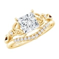 thumbnail image 1 of Certified Lab Grown Diamond 1 Carat Princess Cut Engagement Ring Set with Enhancer, EF-VS Quality, 10K Yellow Gold, US 7.00, 1 of 9