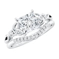 thumbnail image 1 of Rosec Jewels Certified Lab Grown Diamond 6MM Princess Cut Engagement Ring Set with Enhancer, EF-VS Quality, 18K White Gold, US 10.00, 1 of 9