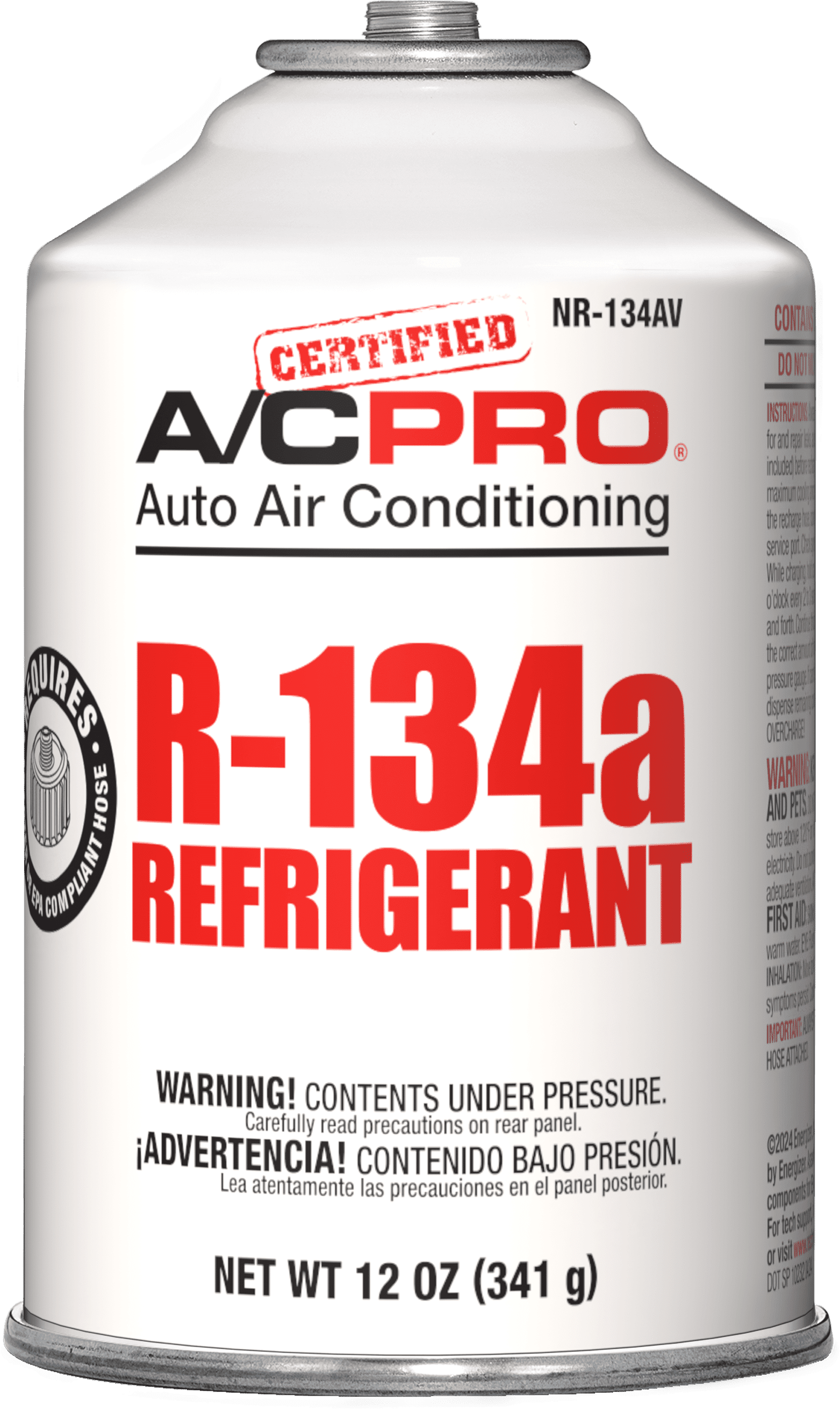 Certified A/C Pro Refrigerant 134a, 12 oz (for use in New York)