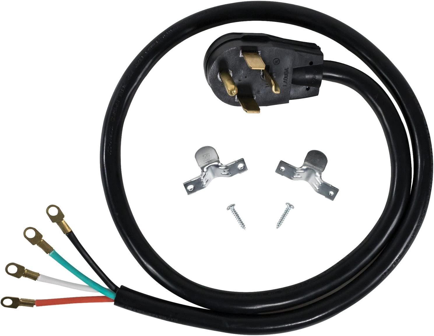Certified Appliance Accessories 30-Amp Power Cord, 4 Prong Dryer Color Coded Wires with Eyelet Connectors, 5ft, Copper Wire