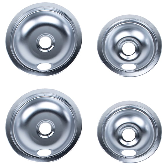 Certified Appliance Accessories 50001-C Chrome Style A 2 Large 8" & 2 Small 6" Replacement Drip Bowls For Whirlpool, Kenmore, Frigidaire & Maytag Electric Ranges