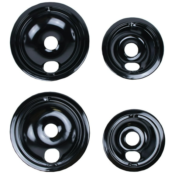 Certified Appliance Accessories 50002-B Black Porcelain Style B 2 Large 8" & 2 Small 6" Replacement Drip Bowls For GE & Hotpoint Electric Ranges