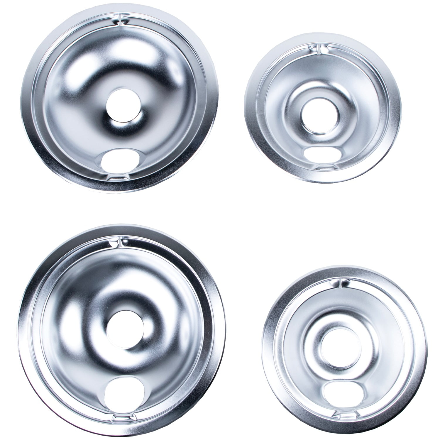 Certified Appliance Accessories 50002-C Chrome Style B 2 Large 8" and 2 Small 6" Replacement Drip Bowls For Ge and Hotpoint Electric Ranges