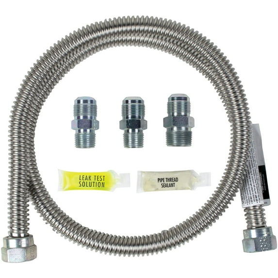 Certified Appliance Accessories 77300 4ft,Stainless Steel 5/8" MIP x 5/8" MAP Gas Line Connector,1Pc