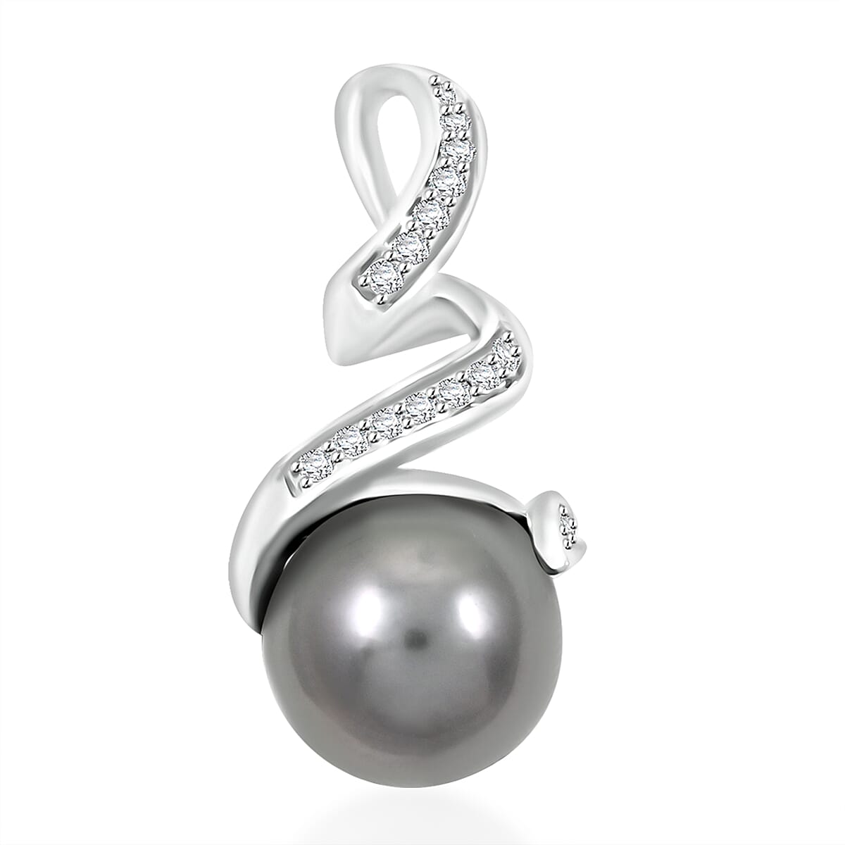 Certified & Appraised Iliana 18K White Gold AAA Pearl 9.510mm and SI Diamond Pendant without Chain 0.16 ctw Christmas Gifts