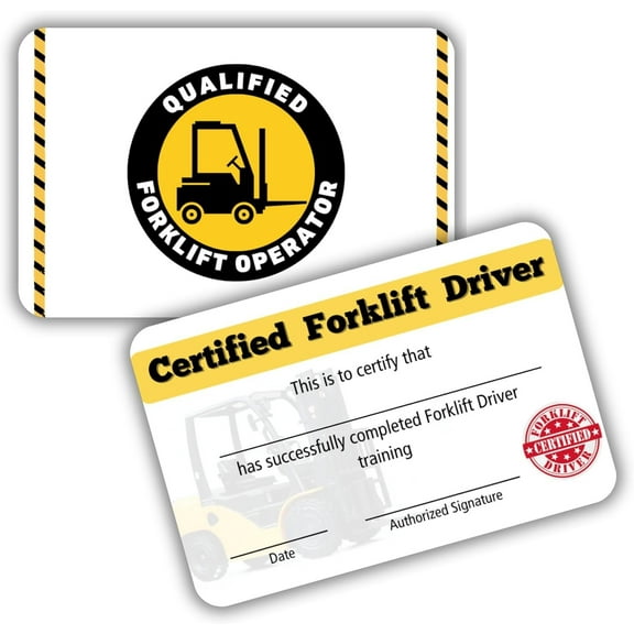 Certified Authorized Forklift Operator Card 5 pk 3.5x2.25 Plastic Wallet Training Certificate Fill In Name Completion Aerial Lift OSHA Checklist Qualified