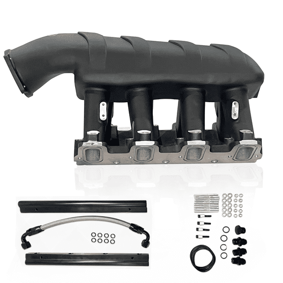 Certified Automotive Experts | Chevy LS Hi-Ram Intake Manifold Rectangle Port | LS3, L76, L77, L92, L94, L96, L99, L9H, LSX, LY6 | Fuel Rails, Gaskets, Hardware Included (Black Aluminum)