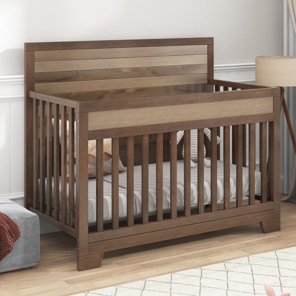 Certified Baby Crib,Solid Pine Wood Safe Baby Bed,NonToxic Finish