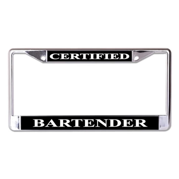 Certified Bartender Chrome License Plate Frame