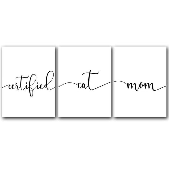 Certified Cat Mom, Set of 3 Poster Prints, Home Wall Hanging Dcor, Minimalist Prints