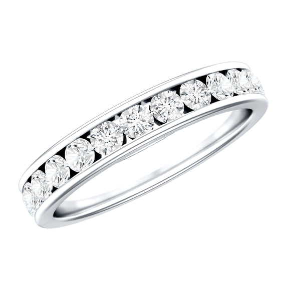 Rosec Jewels Channel Set Lab Diamond Eternity Band - EF-VS Quality Certified - Ready To Gift, 925 Sterling Silver, US 4.00