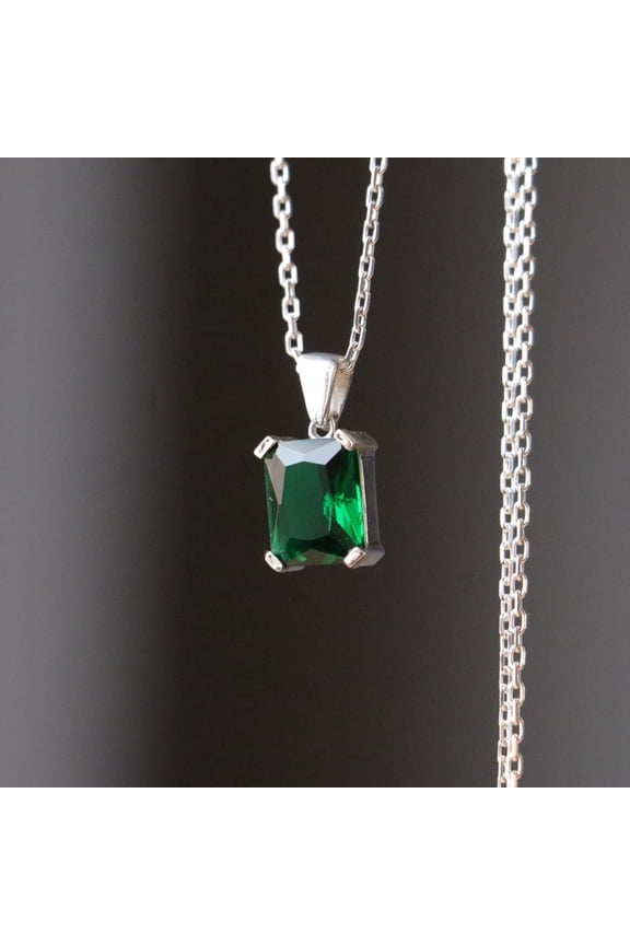 Certified Colombian Emerald Pendant Necklace | 925 Silver May Birthstone Locket | Natural Green Gemstone Jewelry Halloween Gift