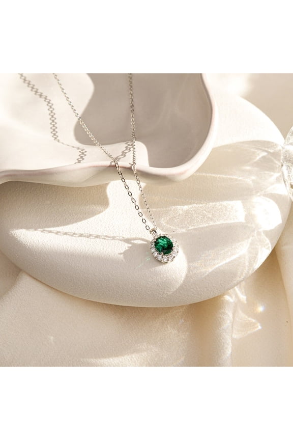 Certified Colombian Emerald Pendant Necklace | 925 Silver May Birthstone Locket | Natural Green Gemstone Jewelry Halloween Gift