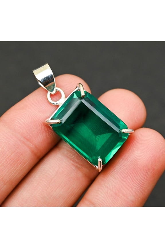 Certified Colombian Emerald Pendant Necklace | 925 Silver May Birthstone Locket | Natural Green Gemstone Jewelry Halloween Gift