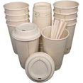Certified Compostable Coffee Cups by Living Balance 16oz 75 cups