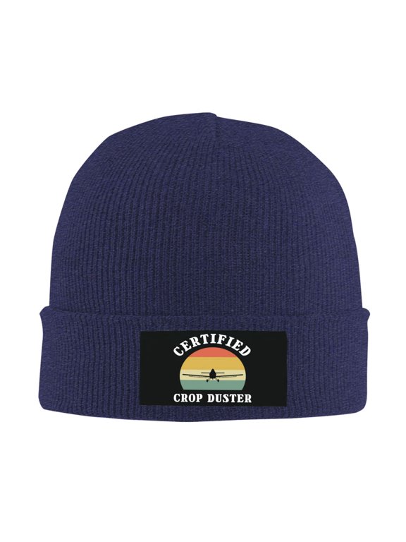 Certified Crop Duster Men Women Knitted Hat Adult Knit Beanie For Fall Winter Knit Hat Cap