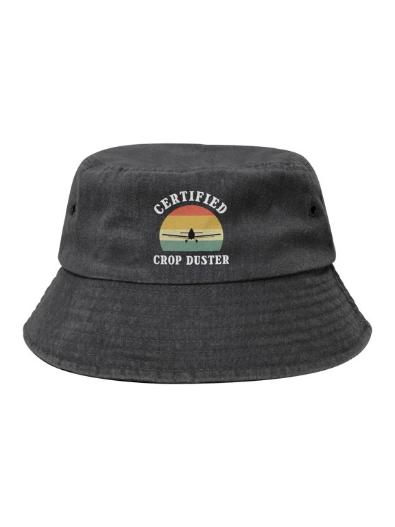 Certified Crop Duster Washed Bucket Hat For Men Women Denim Bucket Hat Sun Hat Cowboy Fishing Beach Hat