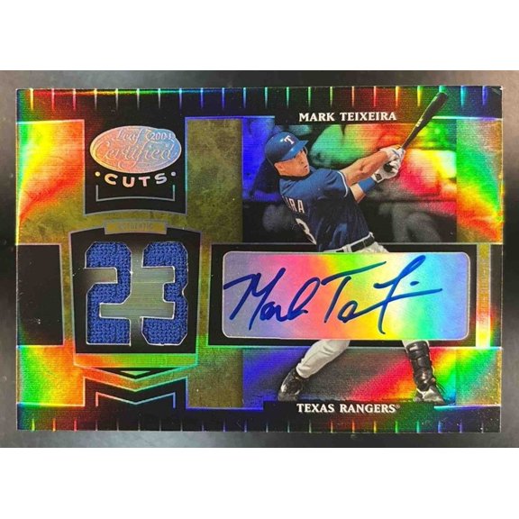 Leaf Certified Cuts Mark Teixeira Marble Signature Material Gold Number Auto #187 Texas Rangers Baseball Card Texas Rangers MLB Autographed Baseball C