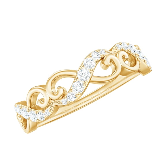 Rosec Jewels Natural Diamond Infinity Band Ring (HI-SI Quality) - Half Eternity Ring for Valentines Day - Ready to Gift, 14K Yellow Gold, US 13.00