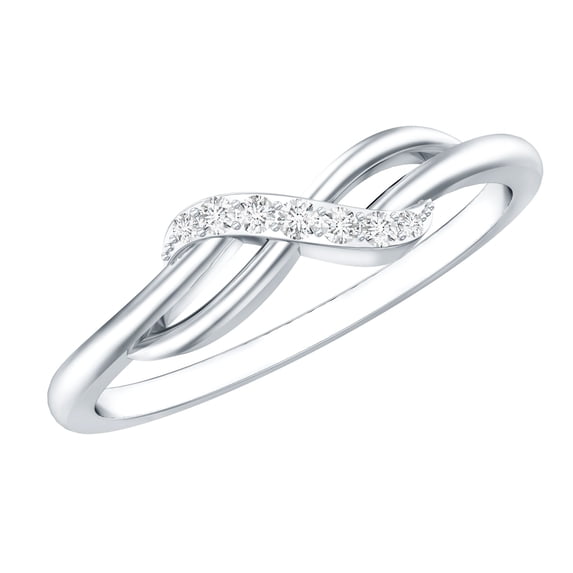 Rosec Jewels Natural Diamond Infinity Promise Ring for Women (HI-SI Quality) Love Knot Ring - Ready to Gift for Valentines Day, 10K White Gold, US 9.00