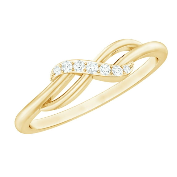 Rosec Jewels Natural Diamond Infinity Promise Ring for Women (HI-SI Quality) Love Knot Ring - Ready to Gift for Valentines Day, 18K Yellow Gold, US 8.50