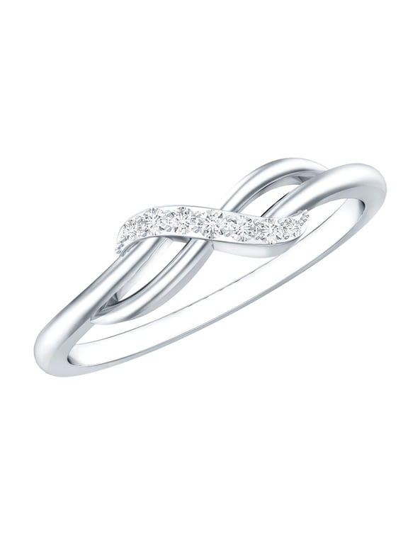Natural Diamond Infinity Promise Ring for Women (HI-SI Quality) Love Knot Ring - Ready to Gift for Valentines Day, 925 Sterling Silver, US 4.00
