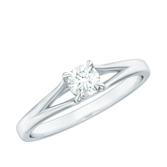 Rosec Jewels Natural Diamond Promise Ring for Women - Split Shank Ring - HI-SI Quality - Ready to Gift for Valentines, 14K White Gold, US 4.00