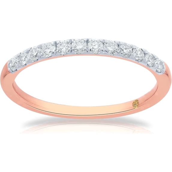 La Joya Wedding Rings for Women | 10 K Rose Gold 1/3 CT. TW. Pave Set Lab Grown Diamond Band | Size 7.5