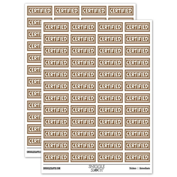 Certified Double Lines Border Letter Sticker Set - Brown - Gloss Finish - 1.25" Mini