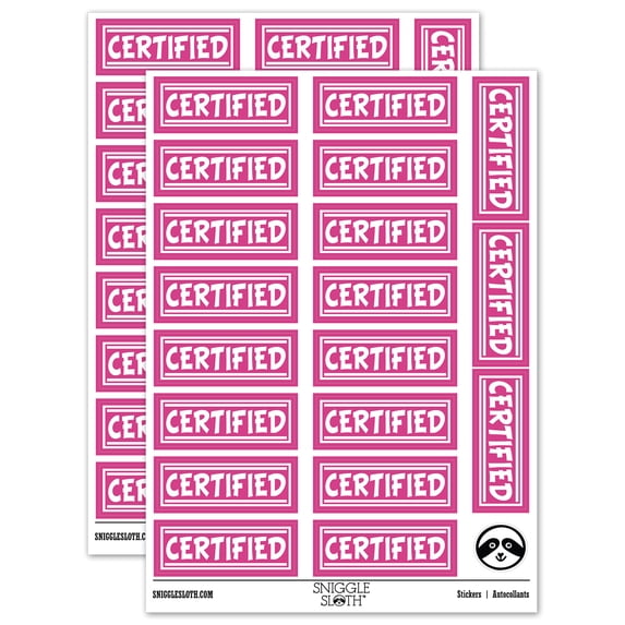Certified Double Lines Border Letter Sticker Set - Hot Pink - Matte Finish - 2.00" Large